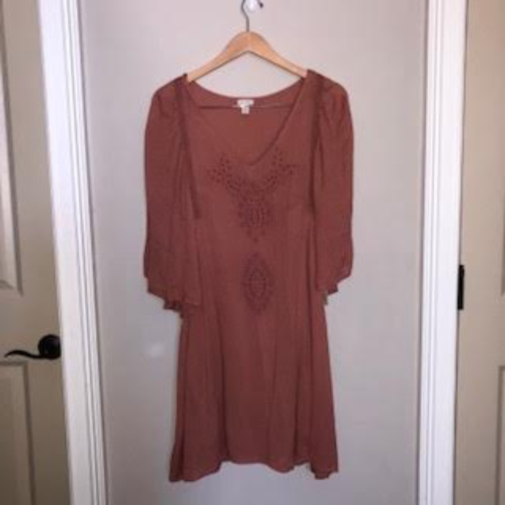 Coral Floral Detailing Short Sleeve Dress